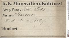 Etiketten zu Marmor (NHMW-MIN-Bd8543)